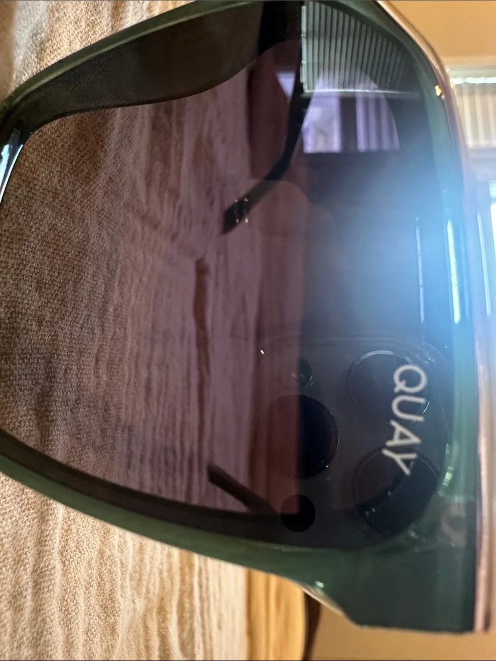 Quay Australia Oversized Square Sunglasses in Dark Green and Black Lenses